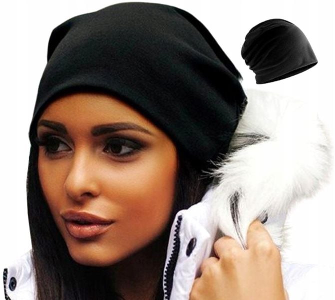 Ciepła Czapka Oversize Smerfetka Beanie Hipster zdjęcie 1