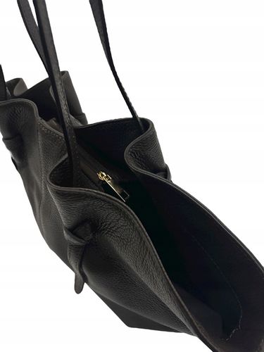 Torebka damska VERA PELLE skórzana SHOPPER ŁÓDKA na ramię BRĄZ CZEKOLADOWY na Arena.pl