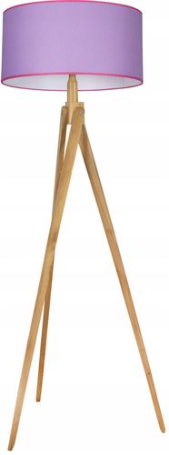 LAMPA PODŁOGOWA TRÓJNÓG, DREWNO, ABAŻUR na Arena.pl