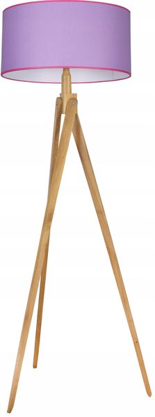 LAMPA PODŁOGOWA TRÓJNÓG, DREWNO, ABAŻUR zdjęcie 12