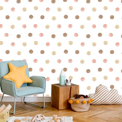 Tapeta Dziecięca W Stylu Boho Akwarelowe KROPKI Pastelowe Groszki na Arena.pl