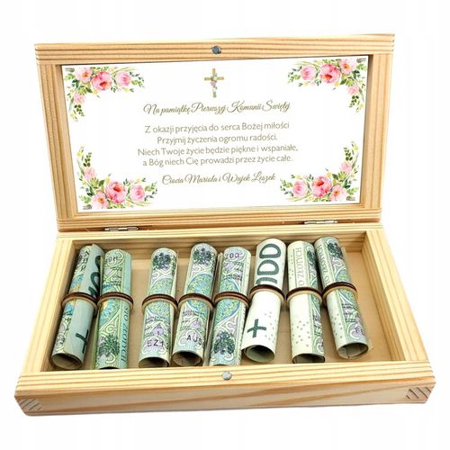 PAMIĄTKA Pierwszej KOMUNII ŚWIĘTEJ prezent pudełko pieniądze KOMUNIA na Arena.pl