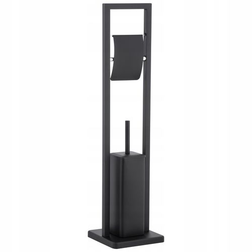 Stojak na papier toaletowy z uchwytem i szczotką do wc czarny loft YOKA na Arena.pl