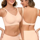 Biustonosz bezszwowy bez pleców cielisty push-up bez fiszbin gładki XL