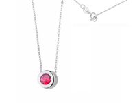 Delikatny rodowany srebrny naszyjnik gwiazd celebrytka kółko ring rubinowa cyrkonia srebro 925 KS0036N_P