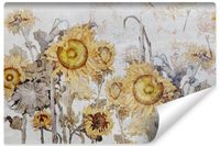 Fototapeta Do Salonu SŁONECZNIKI Kwiaty Beton Abstrakcja 180cm x 120cm