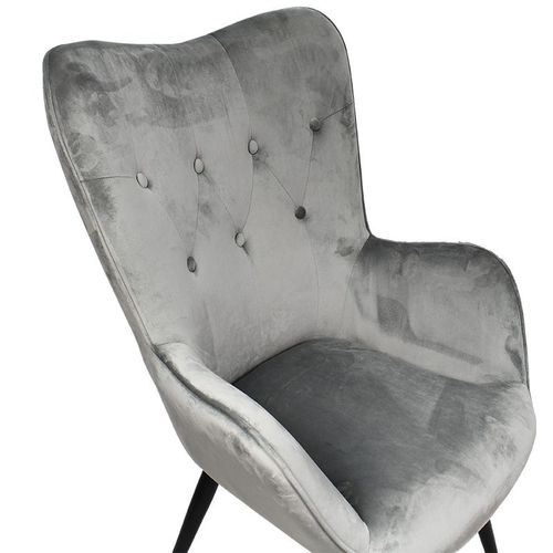 Fotel uszak skandynawski welur retro do salonu na metalowych nogach szary F908G na Arena.pl