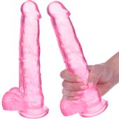 WIELKI PENIS ŻELOWY 26 cm SEX JAK Z GWIAZDĄ PORNO 011 RÓŻOWY