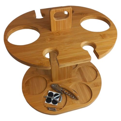 Stojak z bambusa na wino i kieliszki  + otwieracz na Arena.pl