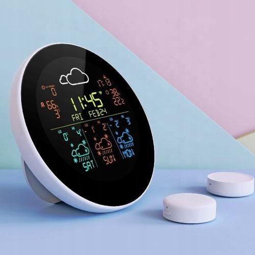 STACJA POGODY POGODOWA WIFI METEOROLOGICZNA TUYA ZEGAR 3 CZUJNIKI PROGNOZA na Arena.pl