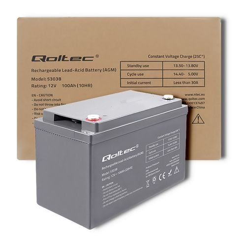 Qoltec Akumulator AGM  | 12V | 100Ah | max 1200A na Arena.pl