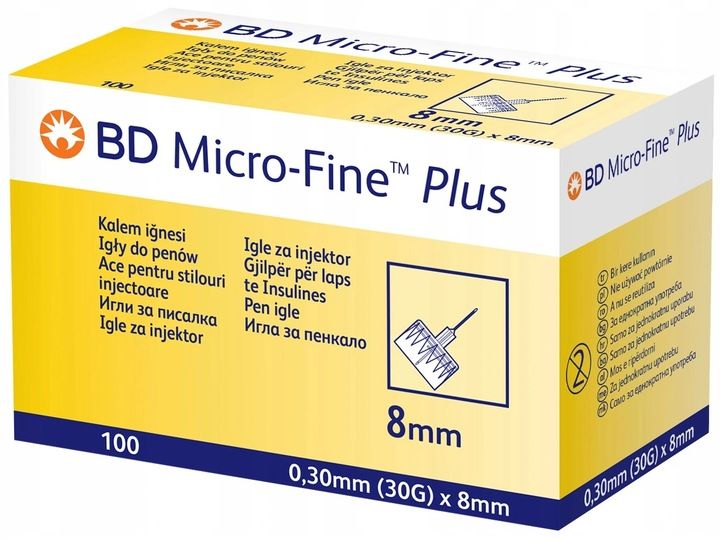 Micro-Fine Plus 30G 0,3 x 8 mm igły insulinowe 100 zdjęcie 1