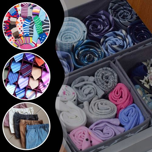 4x ORGANIZER NA BIELIZNĘ SKARPETKI UBRANIA DO SZUFLADY SZAFY ZESTAW na Arena.pl