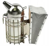 Podkurzacz Pszczelarski Nierdzewny OKRĄGŁY 26cm mieszek ze skóry naturalnej