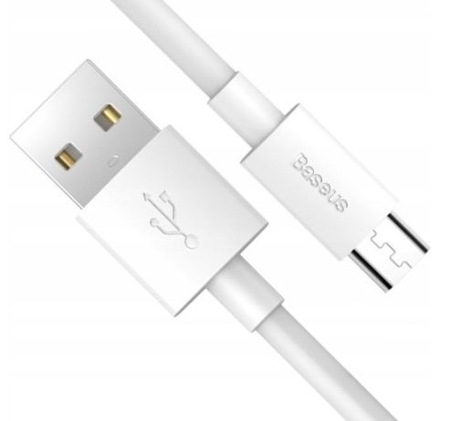 Kabel micro USB do USB Baseus Simple Wisdom, 2.1A, 1.5m (biały) 2szt. na Arena.pl
