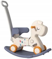 Konik na biegunach z kołami i pchaczem Niebieski