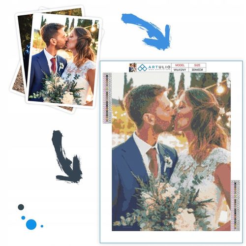 HAFT DIAMENTOWY Z TWOJEGO ZDJĘCIA Obraz 40x30cm Diamond Painting Mozaika na Arena.pl