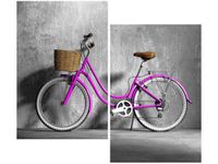 80X70CM FIOLETOWA DAMKA DUO OBRAZ