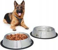 2x METALOWA MISKA DLA PSA KOTA ANTYPOŚLIZGOWA DO KARMY I WODY DUŻA 1,25L