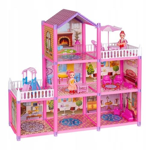 Domek dla Lalek 2 Laleczki 3 Piętra Mebelki Do Zestawu Dla Dzieci Akcesoria na Arena.pl