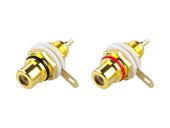 Gniazdo RCA montażowe ZŁOTE DUŻE (czarny+czerwony)