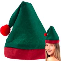 czapka elfa, świąteczna czapeczka, uniwersalna, zielono-czerwona