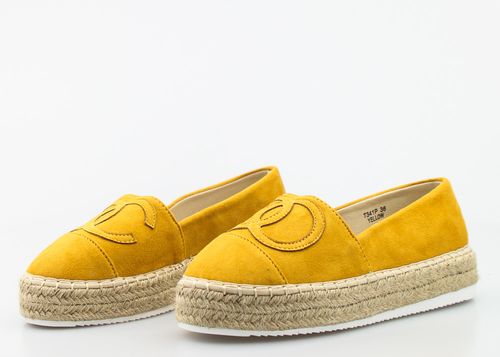 ŻÓŁTE ESPADRYLE PLATFORMY MODNE ZAMSZ LOGO 38 na Arena.pl