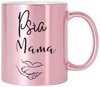 KUBEK RÓŻOWY METALIK PREMIUM PSIA MAMA URODZINY IMIENINY PREZENT