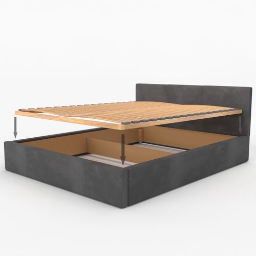 ŁÓŻKO TAPICEROWANE 160x200 ŁÓŻKO PODWÓJNE Z POJEMNIKIEM GRAFITOWE na Arena.pl