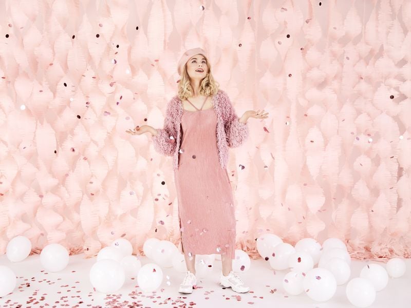 Konfetti pneumatyczne, serca różowo złote, 60 cm (PD) zdjęcie 3