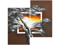 60X60CM DRZEWO TLE ZACHODZĄCEGO SŁOŃCA DWU OBRAZ ŚCIAN