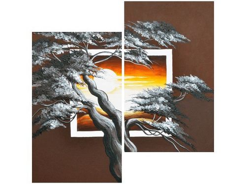 60X60CM DRZEWO TLE ZACHODZĄCEGO SŁOŃCA DWU OBRAZ ŚCIAN na Arena.pl
