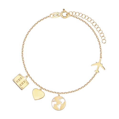 bransoletka podróżnicza pozłacana samolot kula ziemska serce walizka na Arena.pl