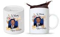 Zestaw Andrzej Duda Pis Prezent Kubek + Skarbonka Z Nadrukiem Ze Zdjęciem