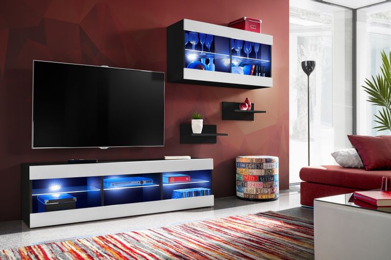 Szafka RTV LED Salon Nowoczesna Dąb Wotan Bez LED 140x35 Pokój zdjęcie 16