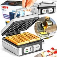 GOFROWNICA na 2 GOFRY XL regulacja MOCy mocna duża INOX 1400W PRO opiekacz