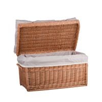 KUFER Z WIKLINY SKRZYNIA Z WIEKIEM KOSZ NA BIELIZNĘ I ZABAWKI z obszyciem i poduszką 70X43 H44 CM