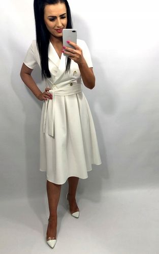 Sukienki Damskie na Komunię Chrzciny Wesele Elegancka Rozkloszowana Róż M na Arena.pl