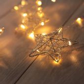 Lampki Świąteczne Gwiazdki Metalowe Plecione