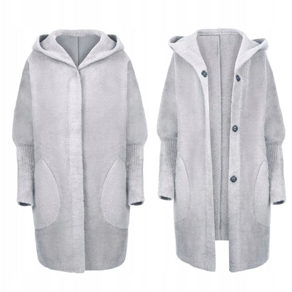 PŁASZCZ ALPAKA KAPTUR WEŁNA OVERSIZE KOLORY zdjęcie 12