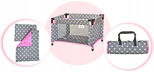 Łóżeczko dla lalek turystyczne kojec + TORBA POŚĆIEL ZESTAW 52 cm Doris na Arena.pl