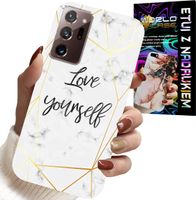 ETUI DO SAMSUNG NOTE 20 ULTRA - BIAŁY MARMUREK W ZŁOTE RAMKI LOVE YOU