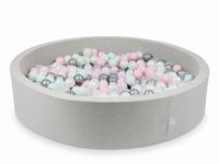 Suchy basen jasnoszary 130x30 z piłeczkami 600 sztuk (przezroczyste, perłowe, srebrne, jasnoróżowe, jasnomiętowe)