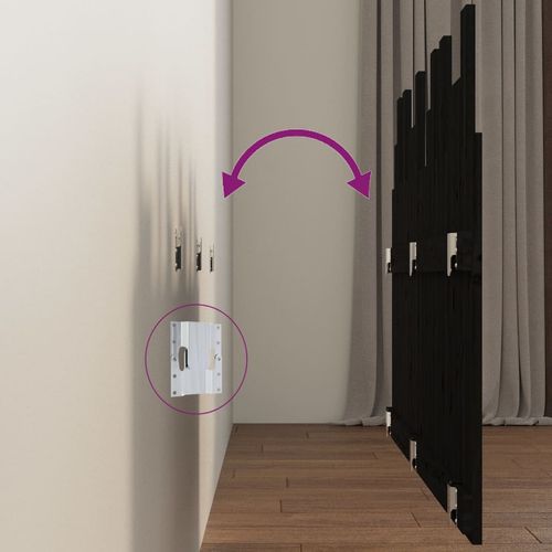 Wezgłowie łóżka, czarne, 127,5x3x80 cm, lite drewno sosnowe na Arena.pl