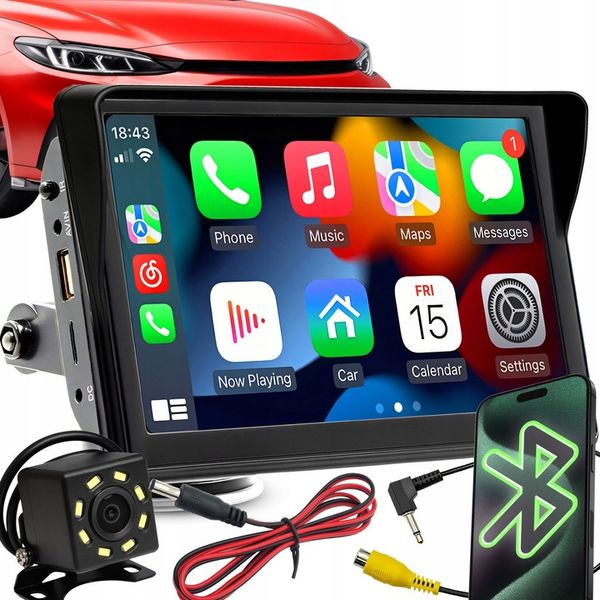RADIO SAMOCHODOWE 7 CALI ANDROID APPLE CARPLAY KAMERA COFANIA zdjęcie 1