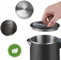 PRZENOŚNY CZAJNIK ELEKTRYCZNY STALOWY 0,8 L 600W MAŁY CICHY NIERDZEWNY