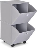 Mobilna Komoda z 2 Szufladami na Kółkach Składana Szafka Szara 32x32cm