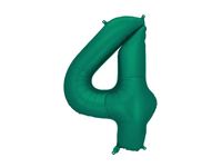 Balon foliowy cyfra 4 matowy butelkowy zielony, 86 cm