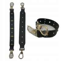 FURLA Pasek do torebki Furla czarny - okucia złote ćwieki