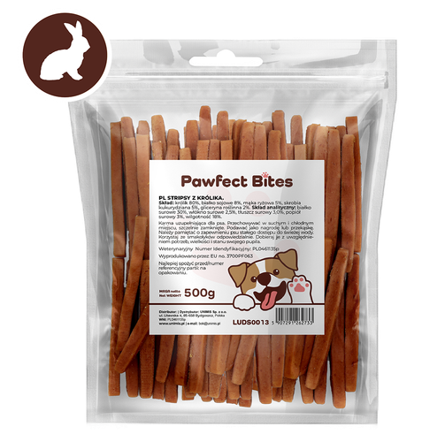 Smaczki przysmaki dla psa stripsy paski z królika 500g PAWFECT BITES na Arena.pl